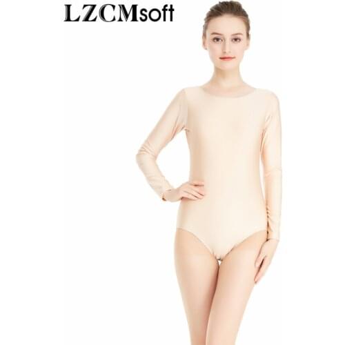 LZCMsoft Scoop Neck Womens Long Sleeve Ballet Dance Leotards for Girls Gymnastics Leotards One Piece Spandex Nylon Dance Wear