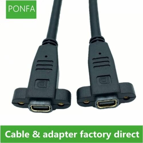 Mini DisplayPort Female Socket Panel Mount to Mini DisplayPort Female Socket Panel Mount Cable Adapter 0.3M