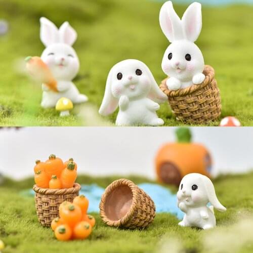 Mini Rabbit Easter Decor Hare Animal Figurine Resin Craft Bunny Garden Ornaments