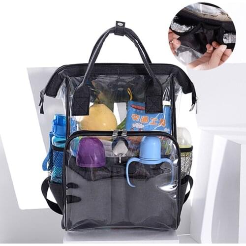 Fashion Mummy Maternity Nappy Bag Transparent Waterproof Travel PVC Bags Backpack for Mom and Baby A037