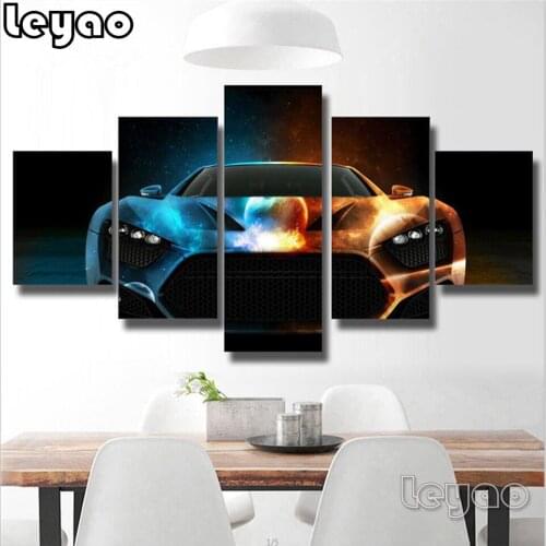 Diy Diamond Painting Full square round Drill Abstract 5 Piece Sports Car Pictures Landscape Diamond Embroidery Rhinestone Mosaic