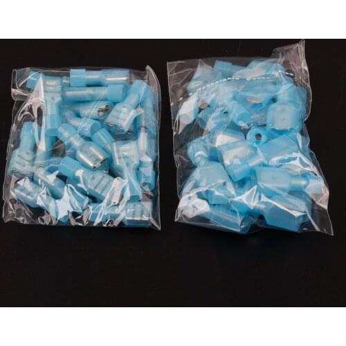 100pcs Male & Female Nylon Crimp Terminator Kit Blue Fully Insulated Butt Electrical Wire Cable Connectors For 16-14AWG