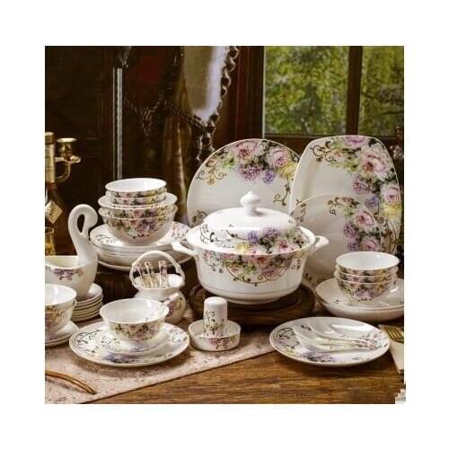 Dinnerware Sets Bone china tableware household bowl 56 pieces a sets