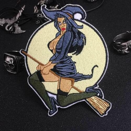 IVY-LOVING Witch patch forJacket backing , skull patch Garment Accessory badge