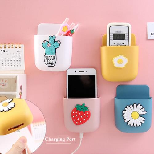 Wall Mounted Organizer Storage Box Remote Control Cable Organizers Mobile Phone Plug Wall Holder Charging Multifunctional Racks