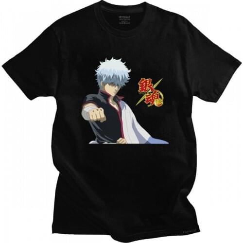 Novelty Mens Gintama T Shirt Men Short Sleeves O-neck Cotton T-shirt Graphic Anime Gintoki Sakata Tee Tops Plus Size Apparel