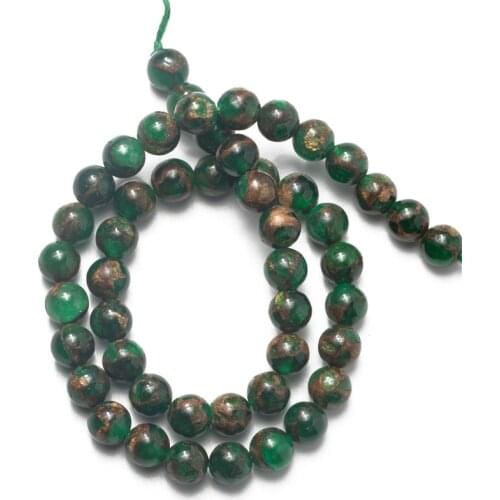 Wholesale Natural Stone Green Cloisonne Stone Beads Round Loose Beads 4 6 8 10 12mm Needlework DIY Necklace Bracelet