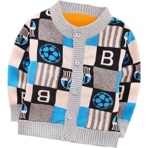 Autumn Winter New Baby Sweater Plus Velvet Warm 12 Styles Cartoon Sweater For Boy 0-2 Year Children Girls Sweater