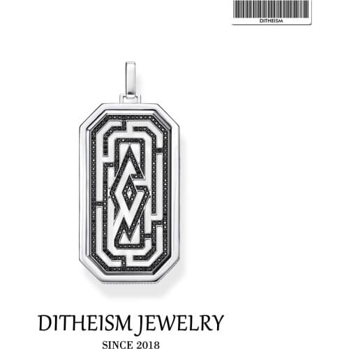 Pendant Maze Black Dog Tag 925 Sterling Silver 2021 Brand New Fine Jewelry Fit Necklace Trendy Labyrinth Gift For Boyfriend