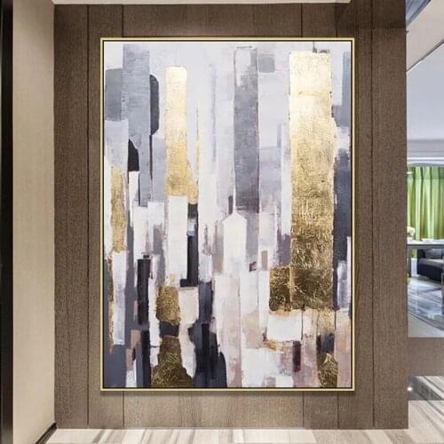 Hand Painted Oil Paintings On Large Size Modern Abstract Art Poster Golden Wall Picture For Living Room Home Decor Wall Art