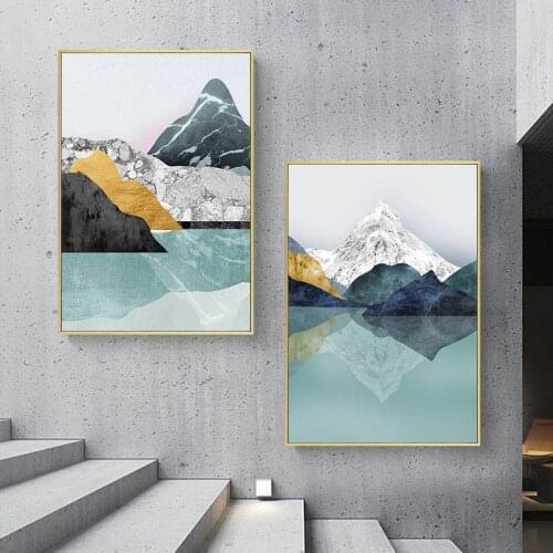 Modern Abstract Canvas Painting Mountain Forest Sunset Landscape Nordic Poster Print Wall Art Home Corridor Decor