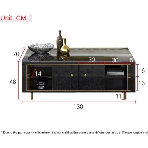 Modern simple black and gold tea table TV cabinet combination high-end furniture small household living room table