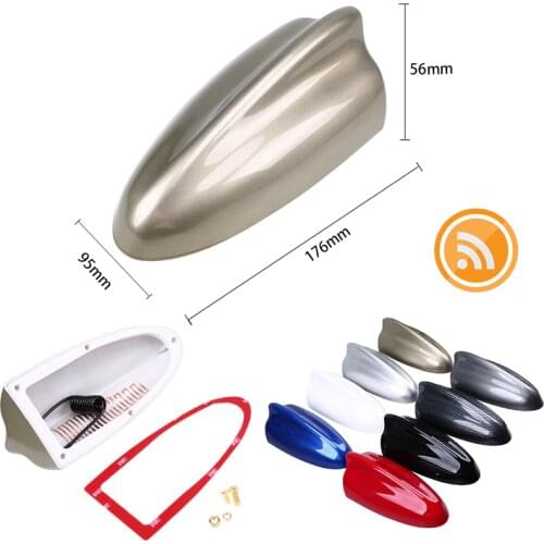 Champagne Gold Universal Auto Shark Fin Antenna FM/AM Signal Enhancemen Aerials Waterproof For all Cars Streamlined Design ABS