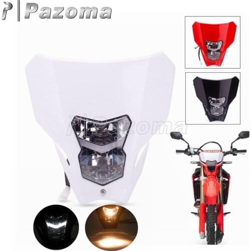 Universal Motorcycle Head Light Headlamp E13 LED Enduro Headlight Dirt Bike Motocross Front Light Mask For Honda CRF450L 450XR