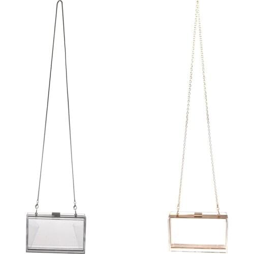 2 Pcs Evening Bag: 1 Pcs Clear Acrylic Crossbody Purse Evening Bag & 1 Pcs Square Chain Crossbody Evening Bag Silver