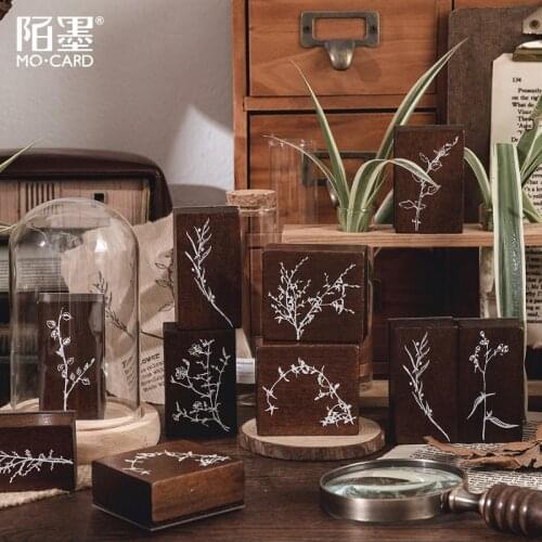 Vintage Flowers Wooden Rubber Stamp For Kids Diy Handmade Scrapbook Photo Album Students Stamps Arts Crafts Gifts