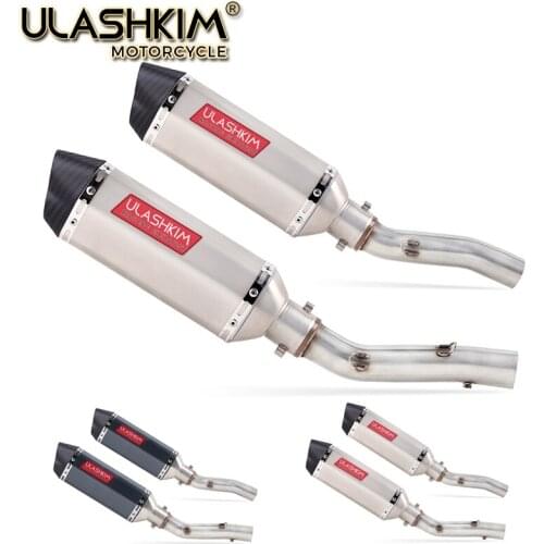 Motorcycle Full System Exhaust Muffler Escape Middle Link Round Pipe Slip On For Kawasaki Z1000 Z1000SX Z1000R 2010-2020