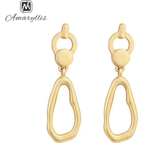 Amaiyllis Long Geometric Stud Earrings For Women Simple Alloy Round Waterdrop Statement Earrings Chunky Pendant Earrings Brincos