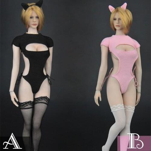 ZY5027 1/6 Scale Female Low-cut Short Dress Denim Shorts Clothes Sexy Cat Girl Open Chest Clothes For 12" Action Figure DIY