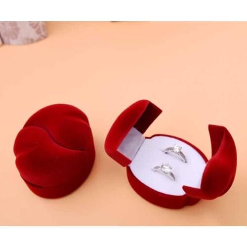 1pc 6.8x5.5x4.5cm Wedding Couple Ring Earring Display Storage Box Case Red Heart Lovers Ring Box Hot Fashion Jewelry Accessories