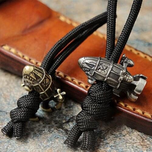 1PC Red Alert Airship Brass Knife Beads DIY Handmade Accessories Gifts EDC Survival Paracord Beads Camping Key Ring Equipment