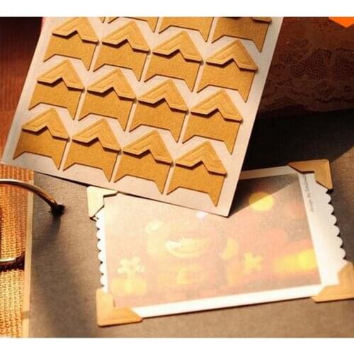 120 Pcs/Lot (5 Sheets) DIY Vintage Corner Kraft Paper Sticker Photo Albums Decoration Scrapbooking