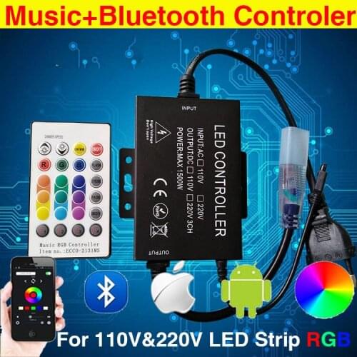 1500W 220V Bluetooth Controler Music IR / RF Remote Smartphone WIFI Controller Android IOS for SMD5050 RGB LED Strip 220V&110V