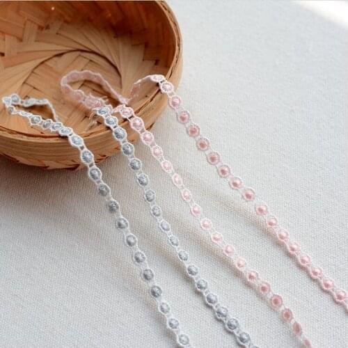 5 Meters/lot 5mm Width Water Soluble Grey Pink Lace Ribbon Decoration Garment Accessories Trim