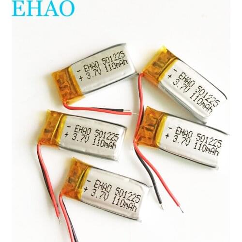 Lot 5 pcs EHAO 501225 3.7V 110mAh Lithium Polymer LiPo Rechargeable Battery For Mp3 PAD DVD headphone bluetooth speaker 051225