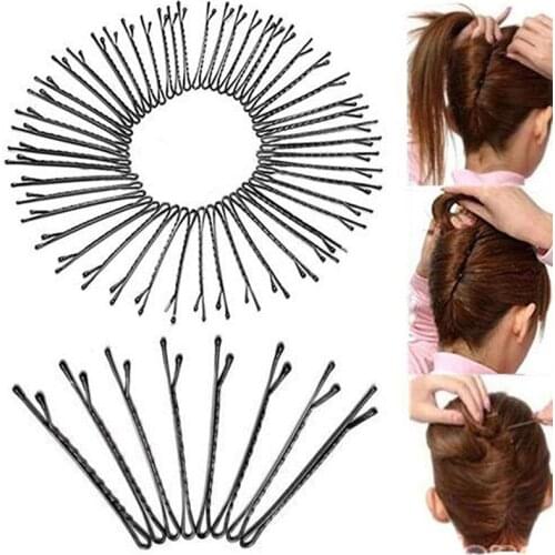 60Pcs Fashion Bride Plate Hair One Word Hairpin Black Grilled Paint Liu Hai Clip Hair Accessories Gift