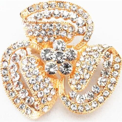 DHL Free shipping!!Wholesale Cheap Price Gold Color Crystal Flower Women Shirt Jewelry Brooch