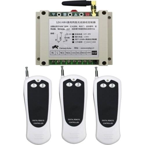 DC12V 24V 48V 2 CH RF Wireless Remote Control Switch System 1 receiver & 3 transmitter home appliances/lamp