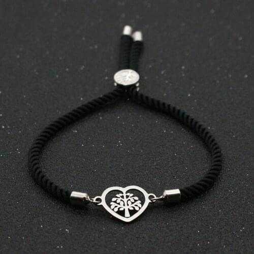 Cute Bear Stainless Steel Couples Bracelets & Bangles Heart Shape life Tree Red Rope Adjustable Friendship Bracelet Men Jewelry