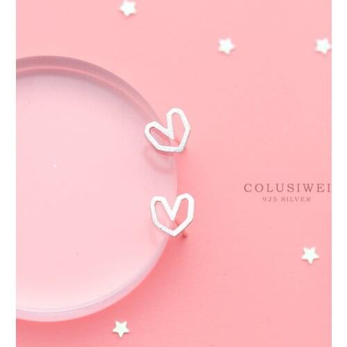 Colusiwei 100% 925 Sterling Silver Fashion Romantic Hollow Out Heart Stud Earrings for Women Simple Silver Jewelry Girls Gift