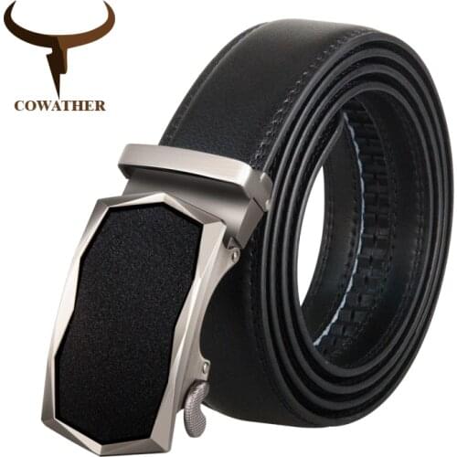 COWATHER Men Belt Cow Genuine Leather Belts for Men Alloy Buckle Cowhide Male Strap Newest Arrival Fashion Male Waistband CZ134