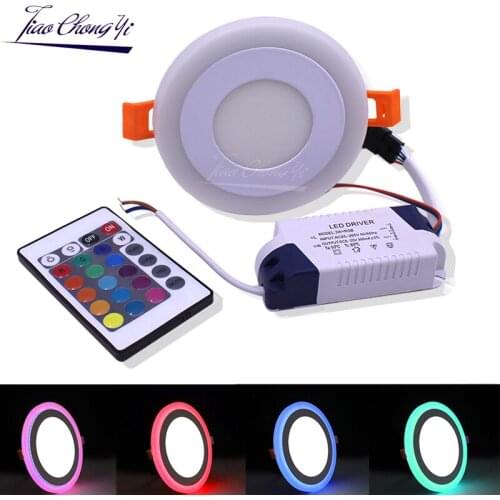 Home Decoration Round Double Color LED Panel Light Ceiling Lights Ultra-thin 6W 9W 18W 24W 85-265V Panel Lamp for Living room