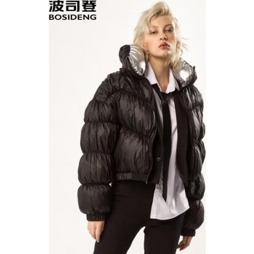 Bosdeng x Gautier designer co branded series hooded loose black jacket women winter thicken loose goose down coat B90142962A