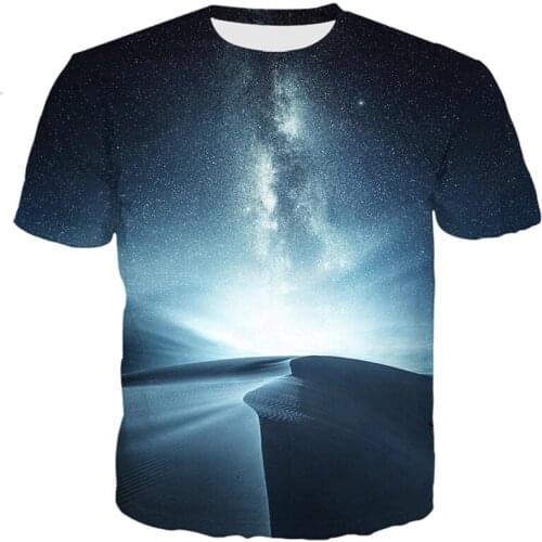 Summer 3D Sky Printing Men T-shirt Hot Sale Short-sleeved Round Neck Men Women Running Sports Casual T-shirt S-7xl