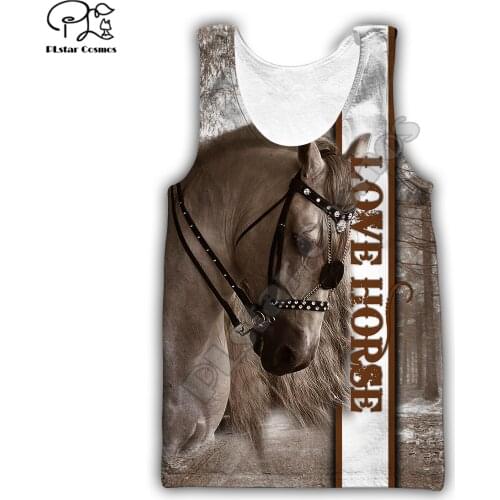 PLstar Cosmos Beautiful Colorful Horse Summer Tank Top Fashion For Men And Women Casual 3D Printed Colorful Beach Vest Style-D43