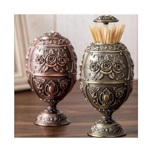 Metal tooth sign tube alloy creative Hotel shift household table ornament tooth sign box European high foot rose tooth sign tube