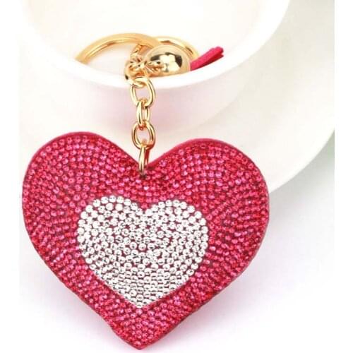 Fashion Tassels Pendant Car Keychain For Women Men Rhinestone Keyring Holder Heart Shape Key Chains Accessories