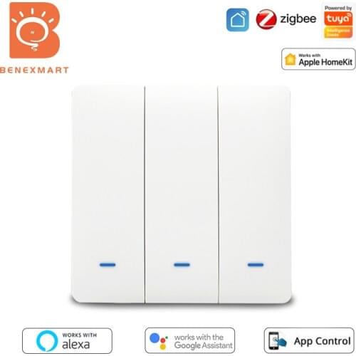 Zigbee 3.0 EU Light Switch Wall Push Button Switches Neutral Required Compatible with SmartThings APP Phone