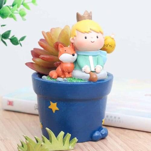 Cheap Cute Little Boy Succulent Planter Pots Resin Little Prince Flowerpot Bonsai Crafts Home Garden Yard Decor Birthday Gifts