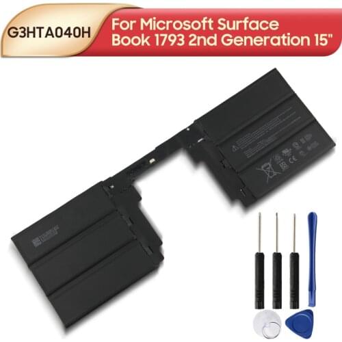 Original Replacement Laptop Battery G3HTA040H G3HTA041H For Microsoft Surface Book 2 2nd Gen 15" 1793 Keyboard 5473 mAh