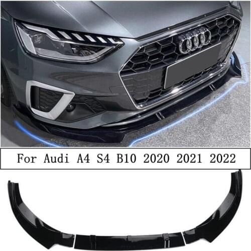 For Audi A4 S4 B9 2020 2021 2022 Front Bumper Diffuser Lip Spoiler High Quality ABS Bright Black Auto Accessories
