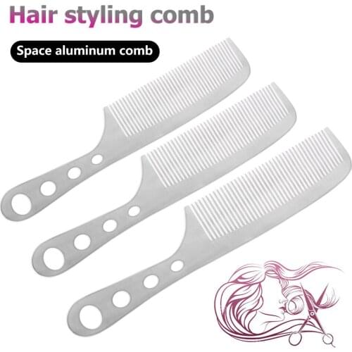 Pro Salon Hair Care Styling Tool Space Aluminum Anti-static Comb Hairdressing Salon Hair Brush Hair Cutting Comb