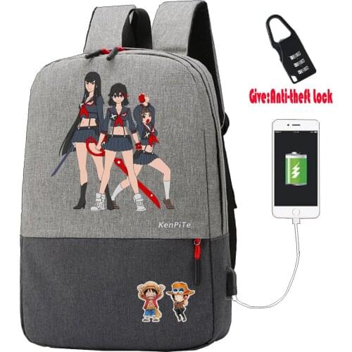 Game anime KILL la KILL Anti-theft USB Charging Backpack Men Women Laptop Travel Shoulder Bag Work Casual Bags School bookbag