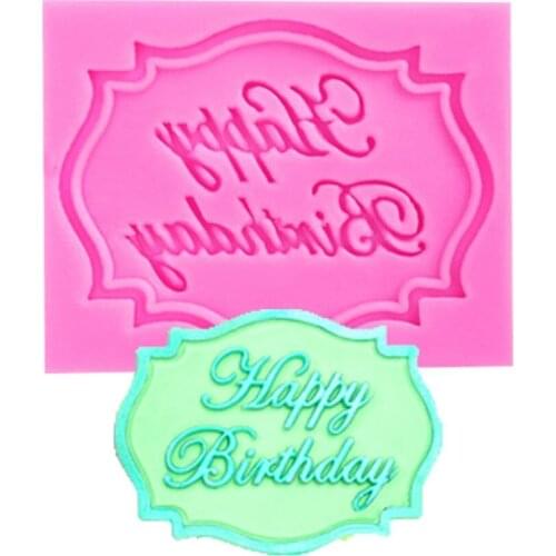 Happy Birthday Letter Form Silicone Mold DIY Cupcake Topper Fondant Cake Decorating Tools Candy Clay Chocolate Gumpaste Mould