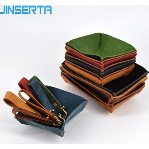 JINSERTA Genuine Leather Storage Box Jewelry Display Plate Cosmetic Organizer Fruit Snack Plate Desktop Sundries Decor Tray