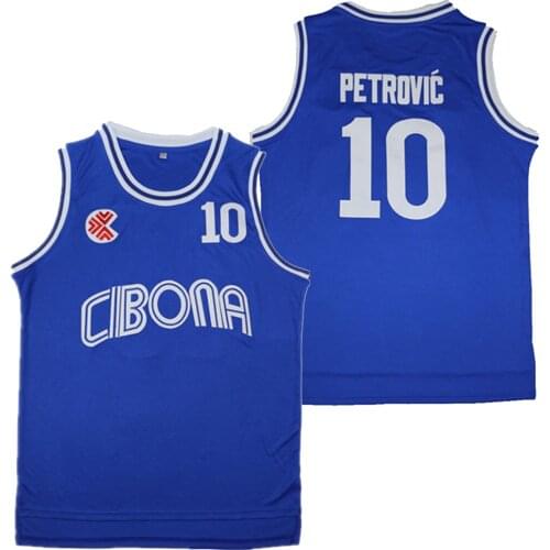 Blue Sport Basketball jerseys CIBONA 10 PETROVIC Jersey Embroidery Sewing EmbroideredOutdoor Sportswear Hip-hop Culture Movie
